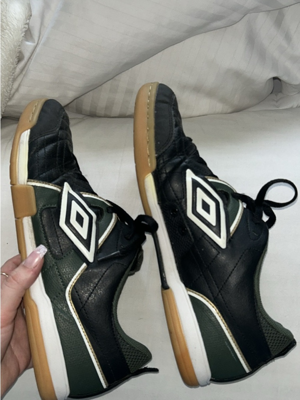 Umbro Black and Dark Green Indoor Soccer Sneakers